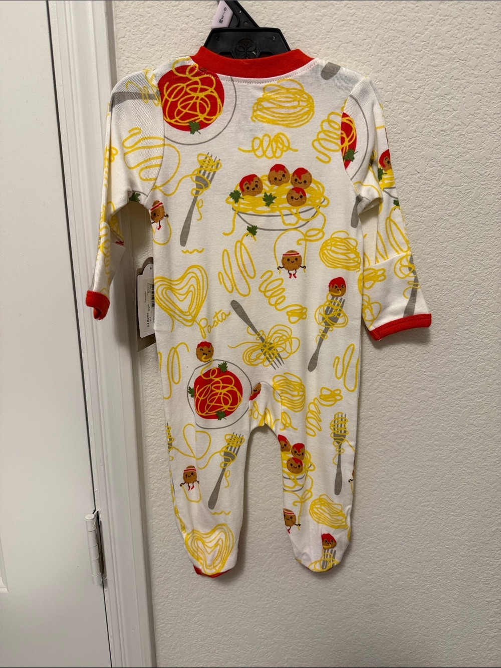 Honest Baby One-Piece Footed Pajamas In Cream With Red Trim Size 0/3m-Nwt — image 3 of 3
